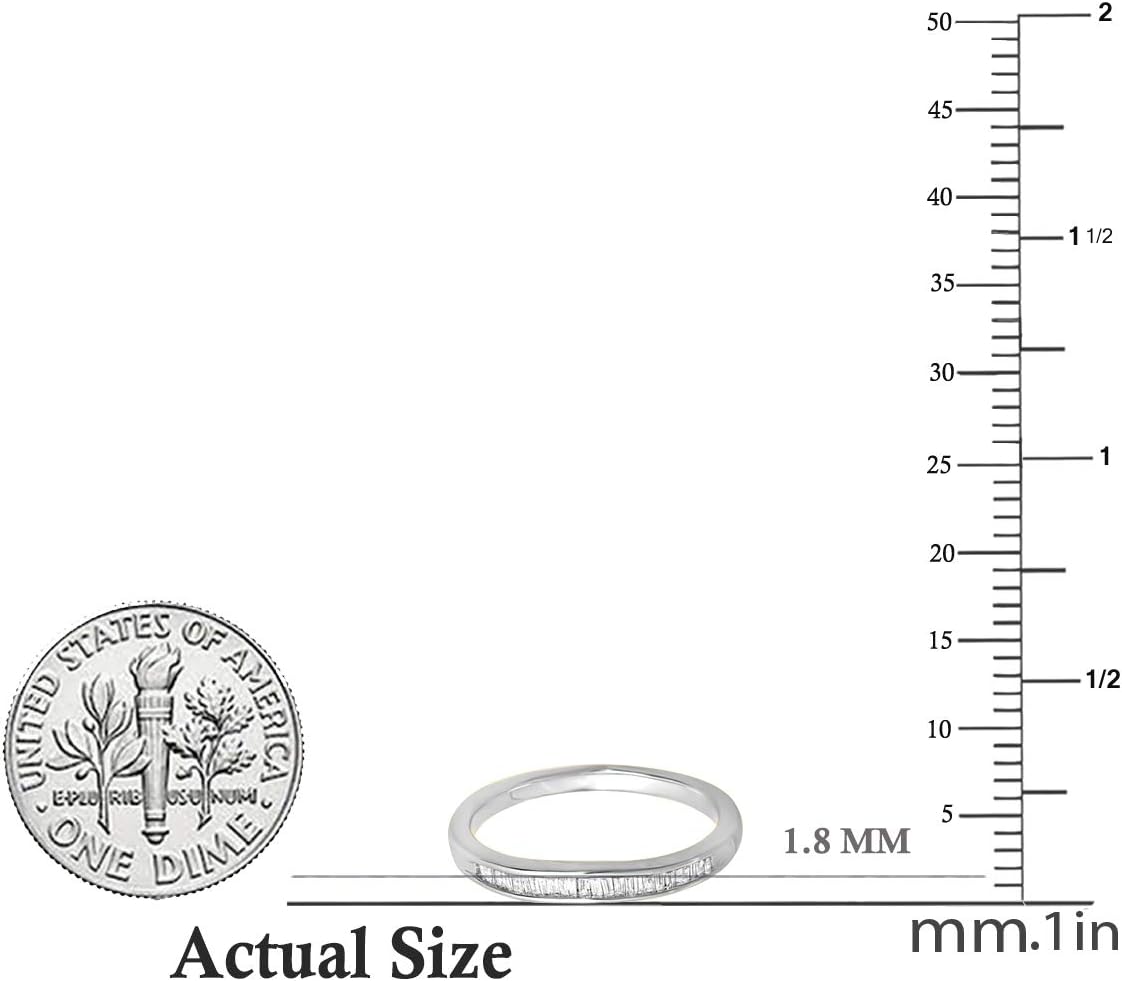 Dazzlingrock Collection 0.15 Ctw Baguette White Natural Diamond Women Wedding Band Stackable Ring, in Real Solid Gold & 925 Sterling Silver - Image 7
