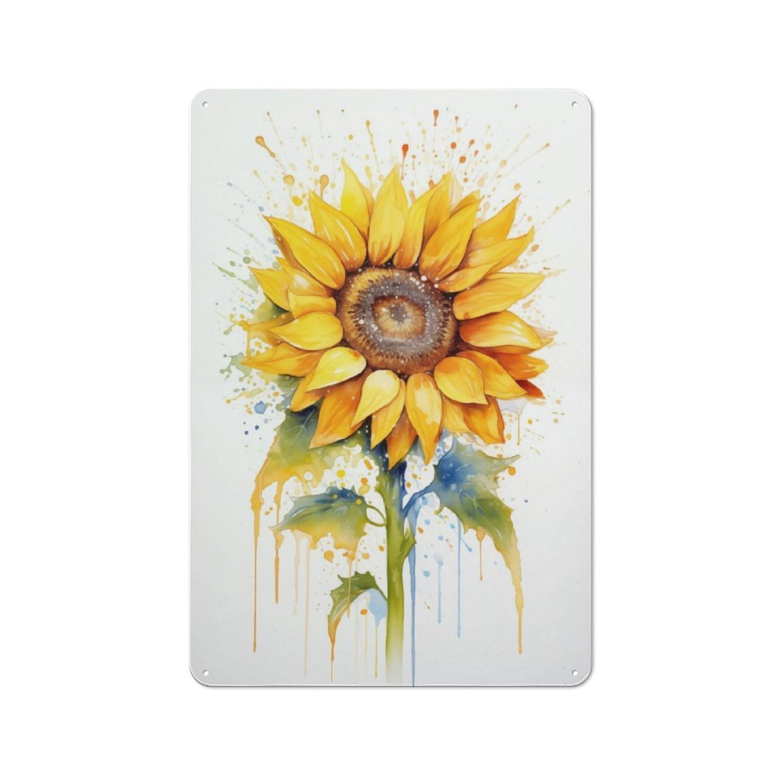 Junmoney Watercolour Sunflower Tin Wall Plaque 30X20cm With For Dining Room Or Kitchen, Winter Wall Decor For Dining Room Decor Fans