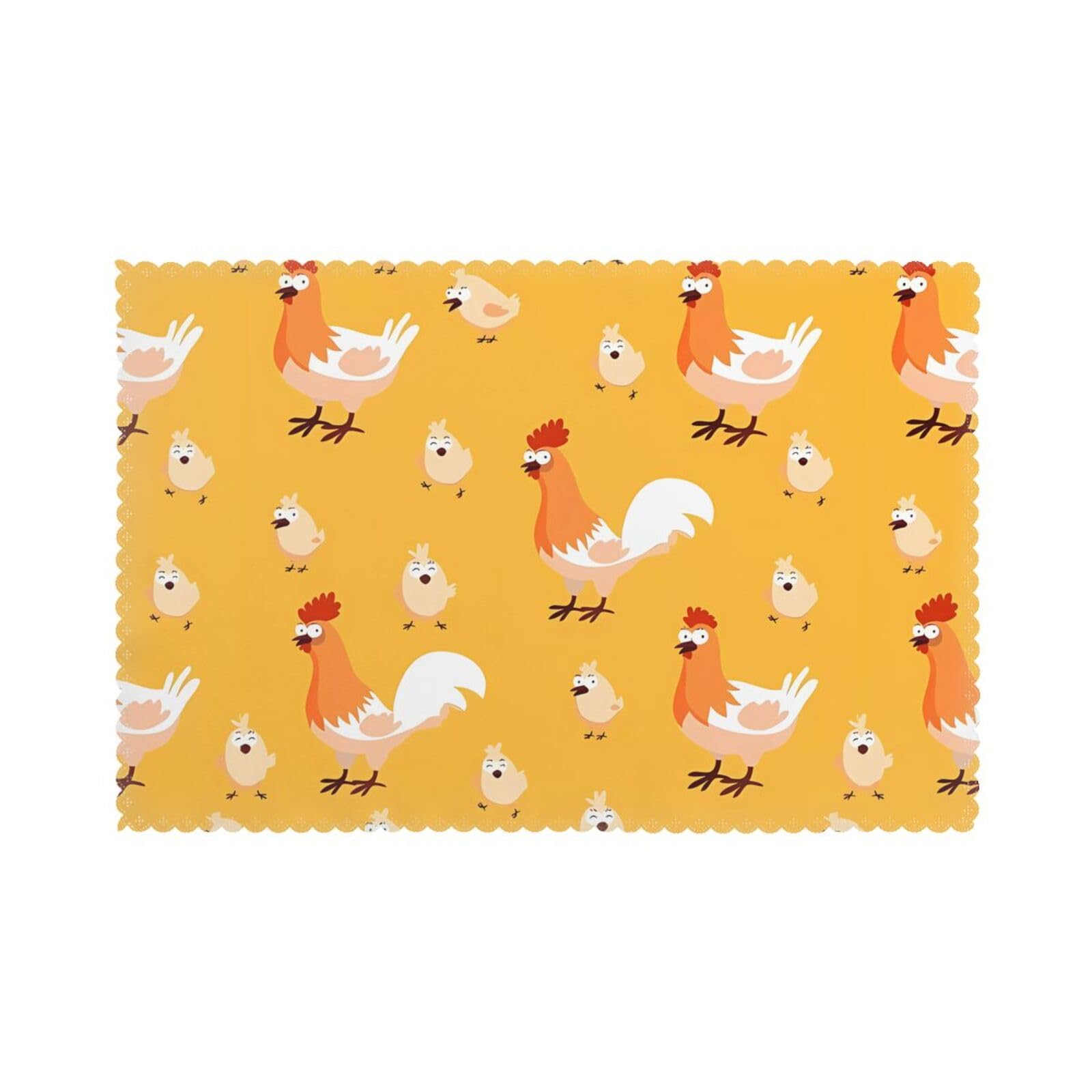 HJFCZH Chicken Chick Prints Placemats Set of 6 12x18in – A Great Housewarming Gift for a Warm & Stylish Home