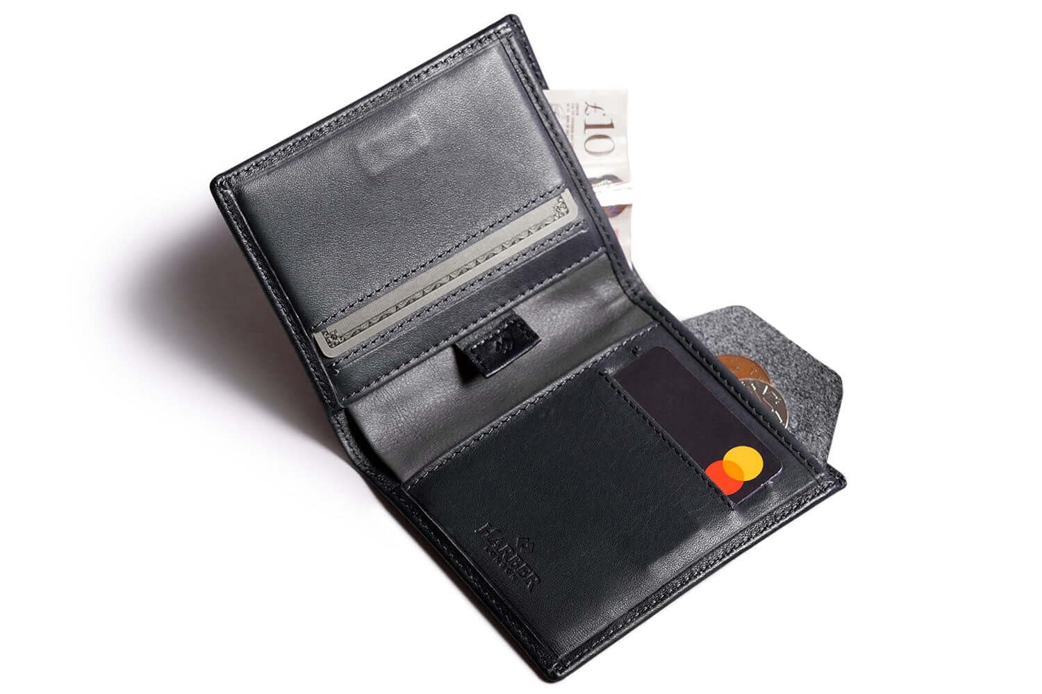 Harber London - Cartera Bifold de Piel con protección RFID, para 18 Tarjetas de crédito y Billetes, con Bolsillo para Monedas | Color Piel | Hecho a Mano