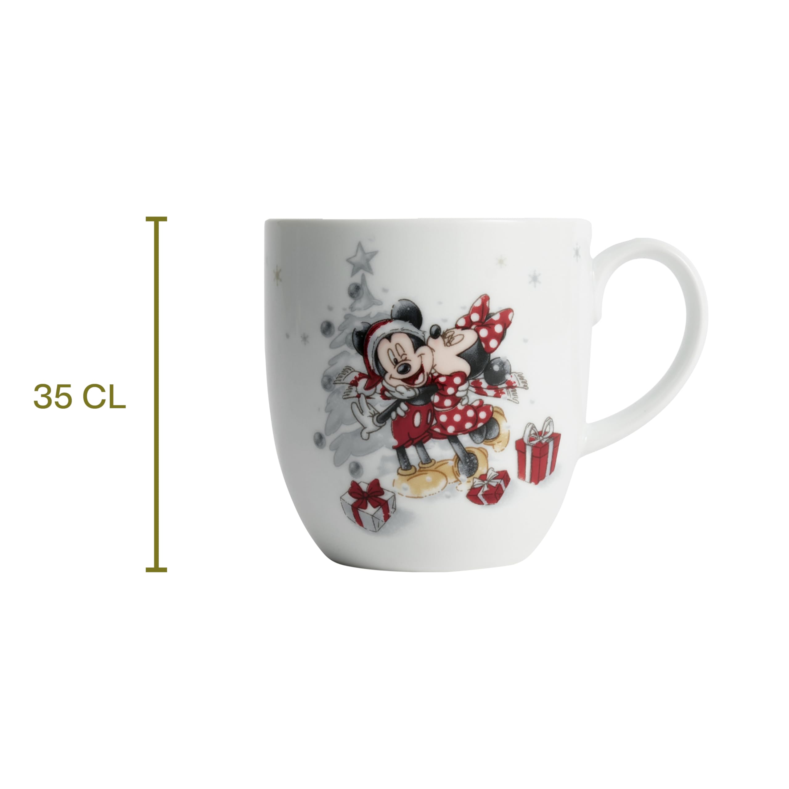 Micky & Minnie Kaffeetasse Disney, 4er-Set, 350 ml, Porzellan, Spülmaschinenfest, Winter, Weiß