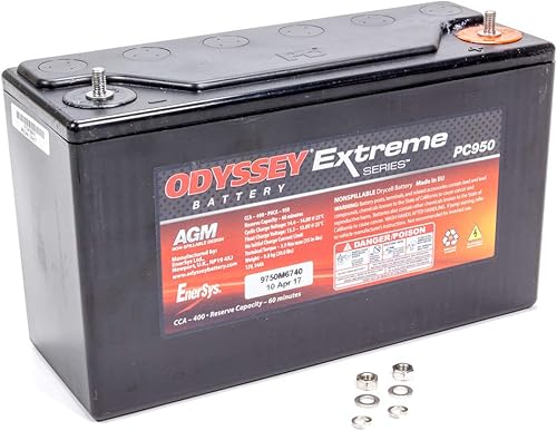 Odyssey Battery Extreme Series, AGM, 12V, 500 amperios de arranque, terminales de 38, 9.80 pulgadas de largo x 3.8 pulgadas de alto x 6.1 pulgadas