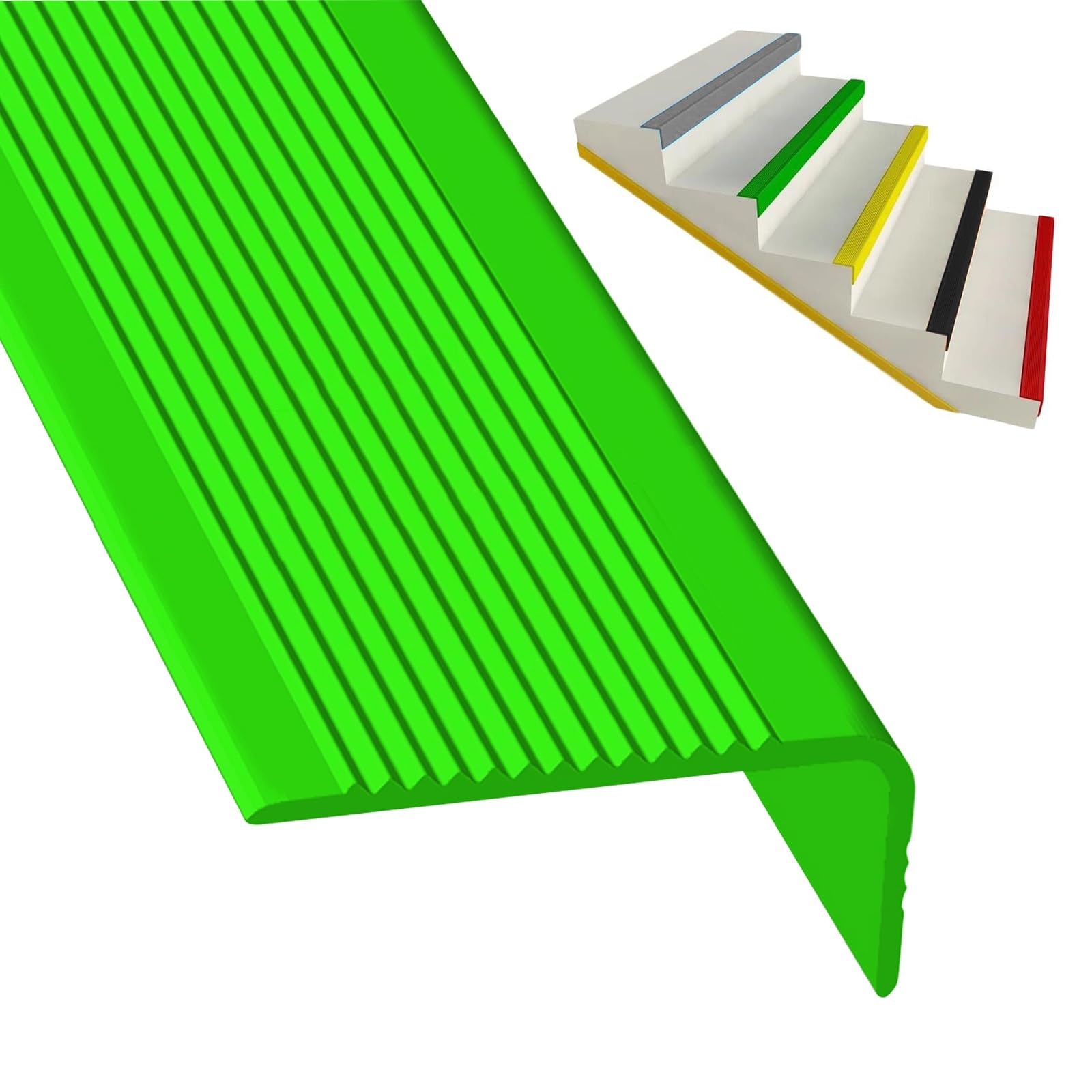 Tira De Vinilo Autoadhesiva Antideslizante Para Escalera, Borde De Escalera De Goma De PVC, Perfil De Borde De Escalera, Perfil De Borde De Escalera, Para Peldaños De Interior Y Exterior(Green,10m/394