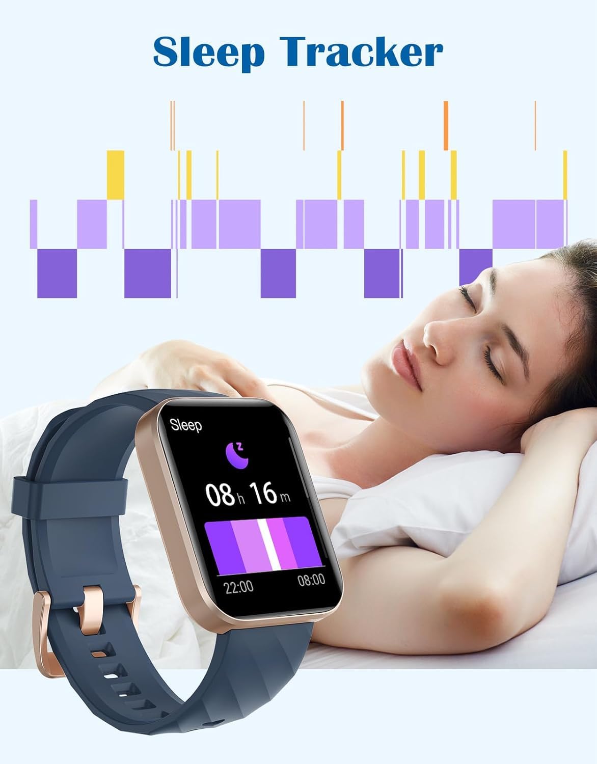 RUIMEN Smartwatch Uomo Chiamate Bluetooth Orologio Sportive Contapassi Android iOS Compatibile Fitness Tracker Cardiofrequenzimetro da polso Saturimetro Impermeabile IP68 Notifiche Whatsapp Blu