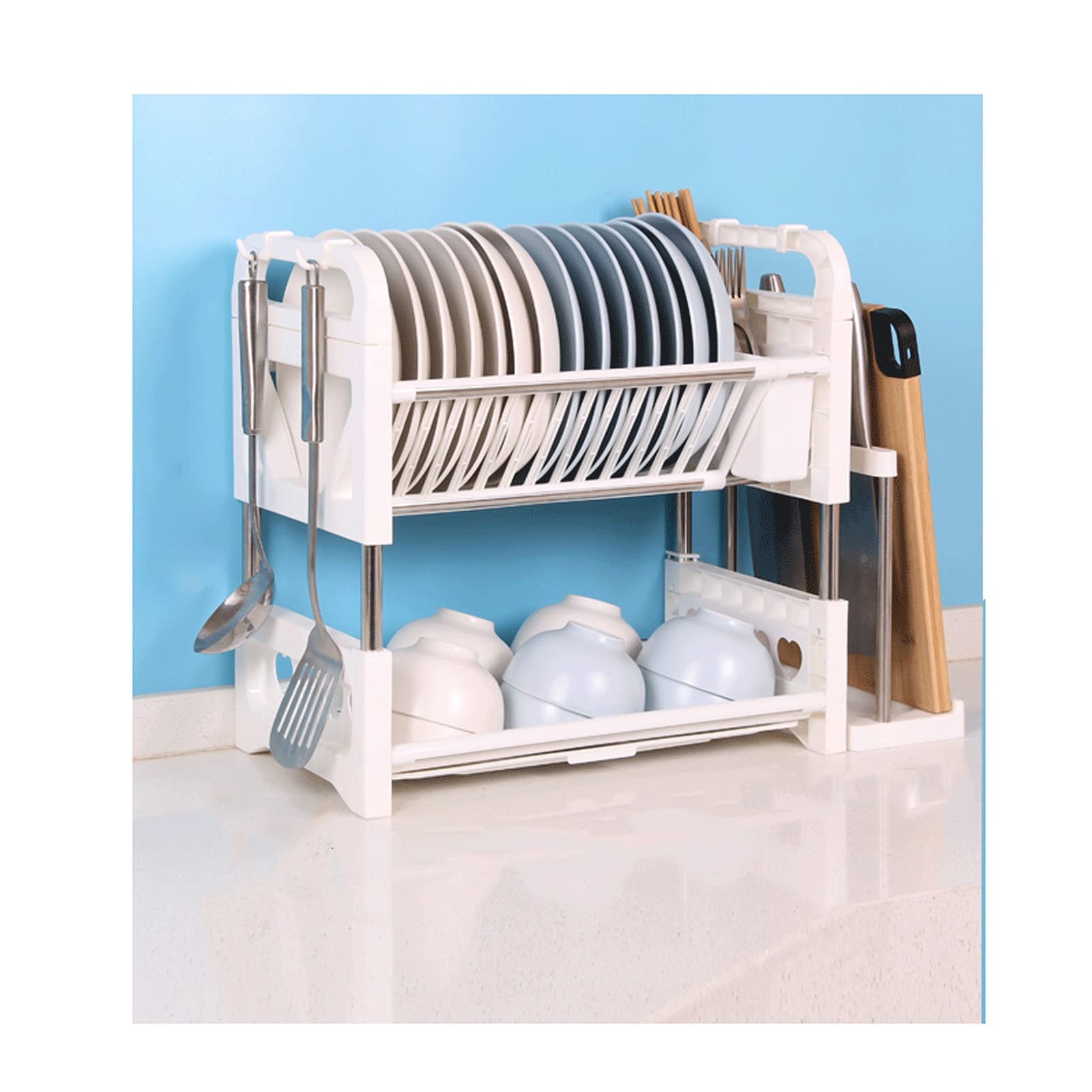 GLJTUO Kitchen Dish Rack nizer Shelf Over Sink Dish Drying Rack with Utensil Holder Stainless Steel Storage Rack for Kitchen Counter Space Saving Dish Drainer Rack for Cabinet B,F