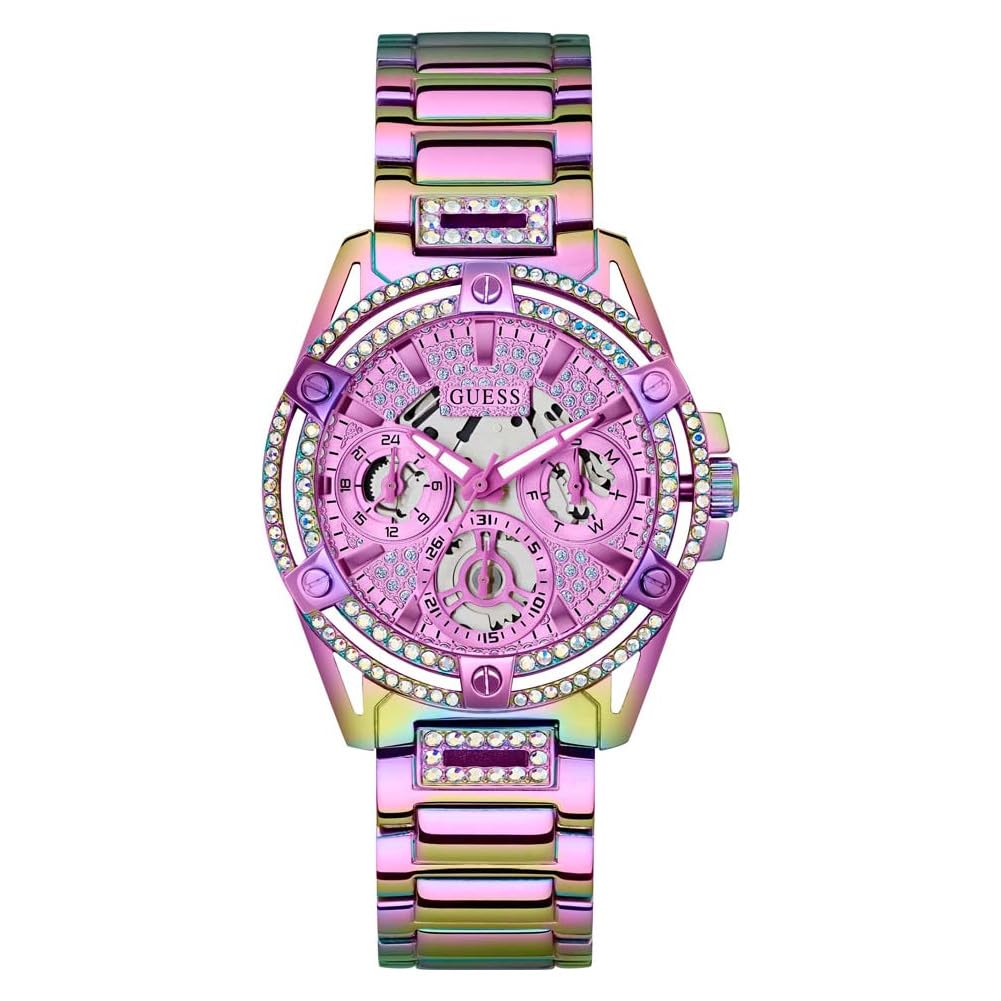 guess Queen Collection Multi-Function Womens Analog Purple Dial Coloured Quartz Watch, Round Dial with 40 mm Case Width - GW0464L4-picture-10