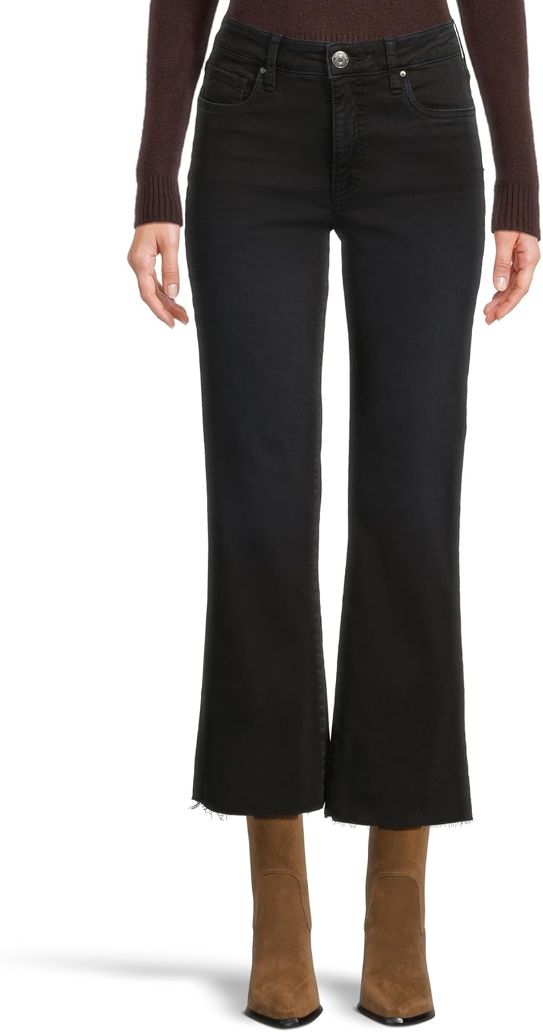 KUT from the Kloth Womens Kelsey High-Rise Fab Ab Ankle Flare with Raw Hem in Functional