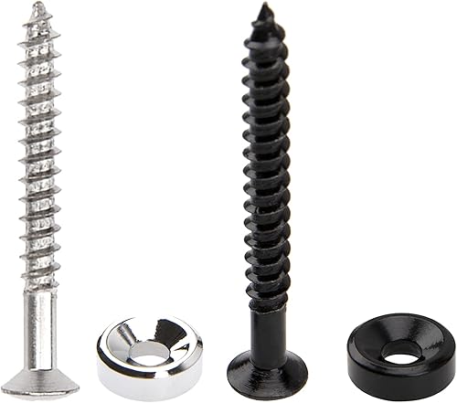 Miniatura 5 de 12 casquillos para juntas de cuello de guitarra Yootones con tornillos compatibles con guitarra eléctrica bajo (negro + plata)
