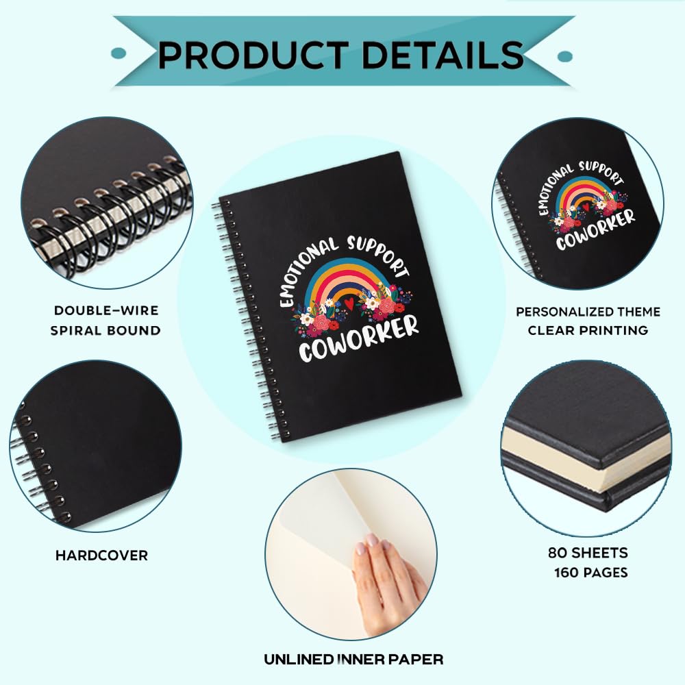 Sixrip Cuaderno de espiral de apoyo emocional con 160 páginas en blanco, divertido regalo de agradecimiento para trabajadores sociales, profesor, jubilación, regalo de agradecimiento para colegas,