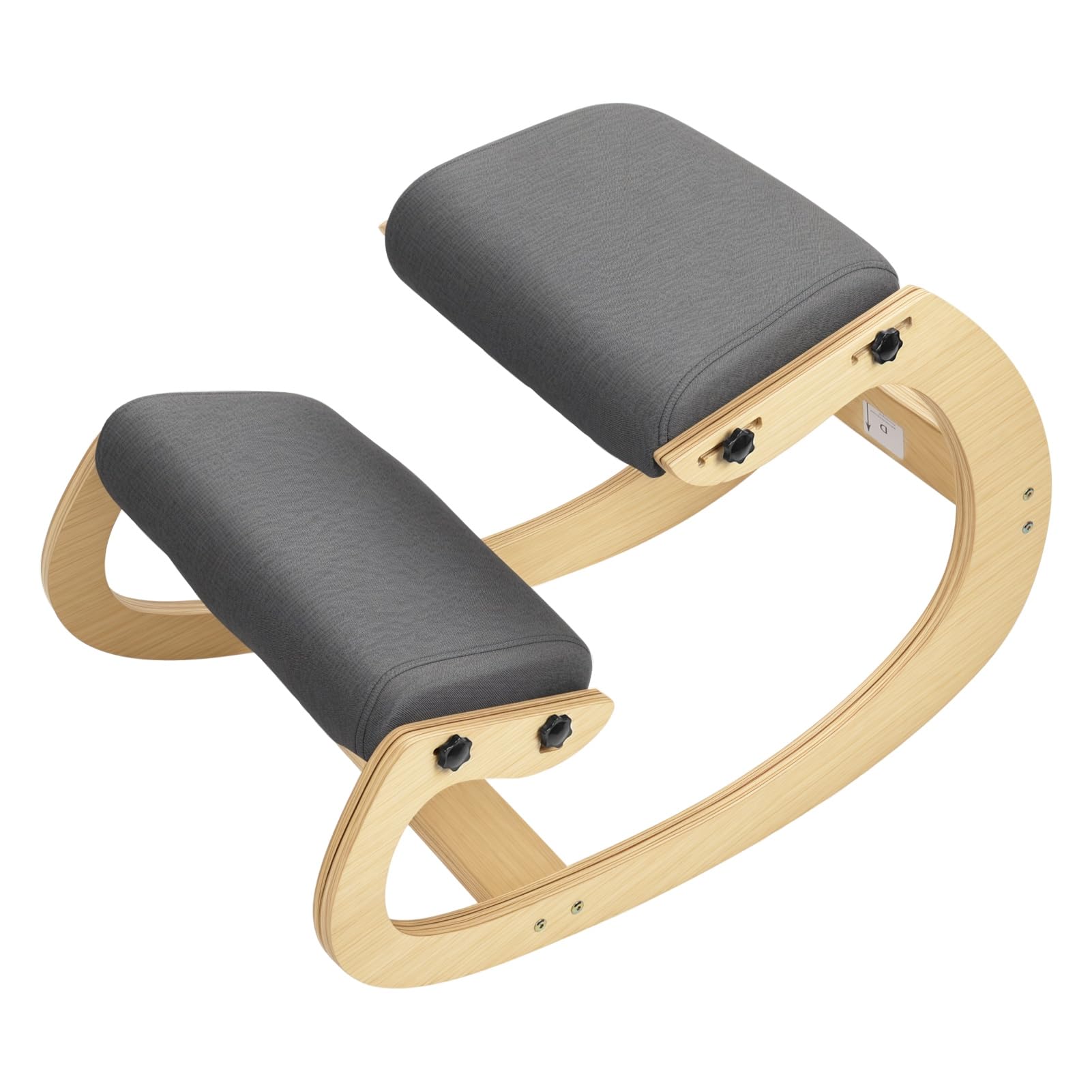 Kneeling Chair Ergonomic Posture Chair, Wood Adjustable Rocking Knee with Soft Padding, Natural Relief for Neck or Back Pain for Home Office, Max Load 258 lb