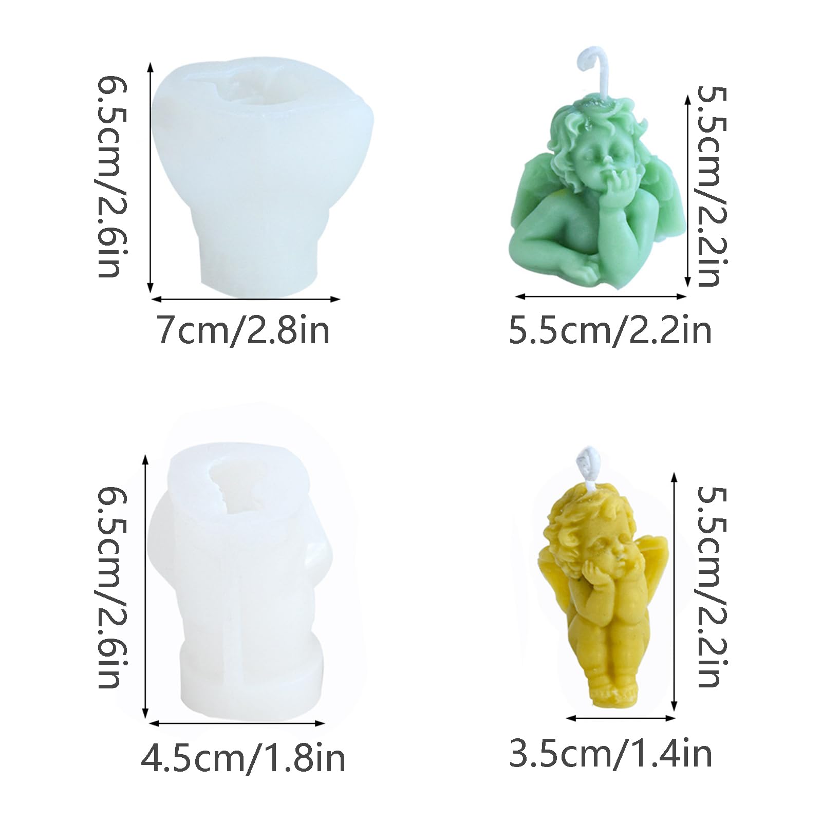 HiyyFloy Moules Silicone Ange 2 Pièces - Résine Époxy, Bougies Et Savons