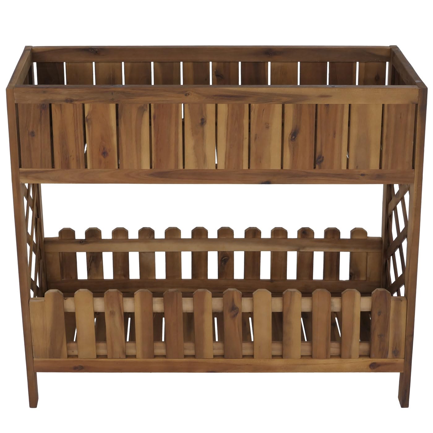 Mendler Hochbeet HWC-P83 Outdoor Akazie Holz 90x95x31cm - braun | Blumen-/Pflanzkasten, Blumenregal, Ablage, FSC®-Zertifiziert