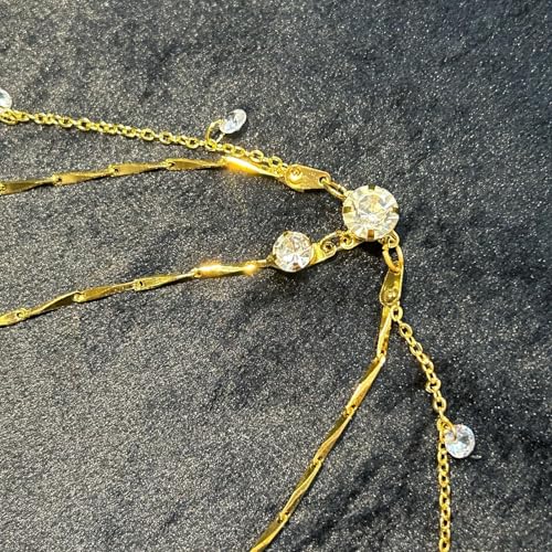 Ypkia Head Chain, Gold Crystal Headband Pendant, Bridal Headpiece, Layered Hairpiece, Tassels, Festival Hair Accessories for Women and Girls (Gold) - Image 4