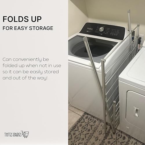 Miniatura 3 de TOTES BABIES Tendedero Plegable de Aluminio Premium para Secar al Aire Ropa, Toallas y Ropa de Cama, Fácil Montaje, Ahorro de Energía, 12 Rieles,