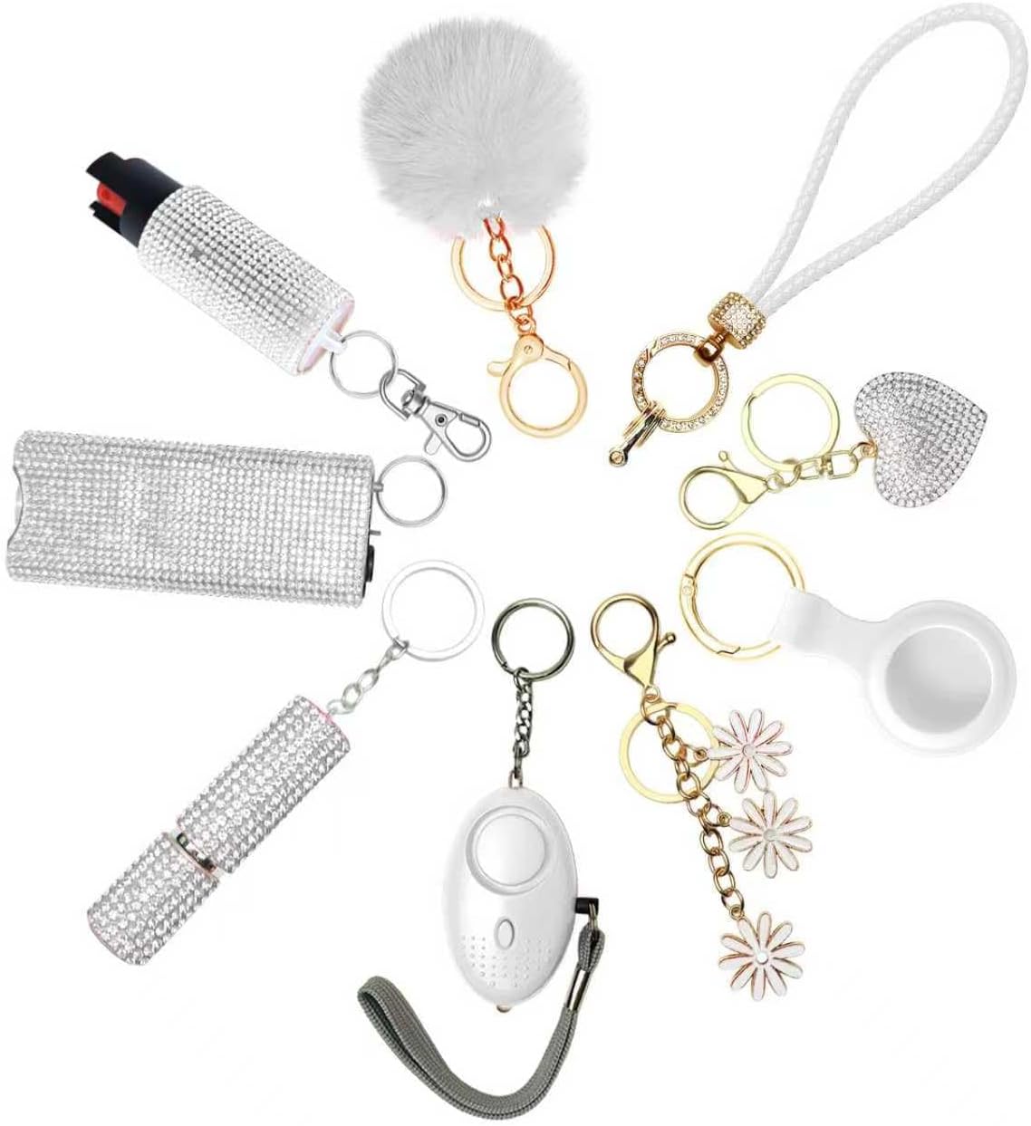 Wristlet Keychain Set for Women with AirTag Holder Case Pompom Adorable Keychain Accessories