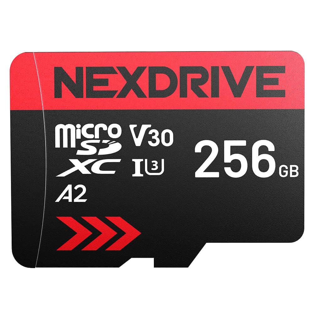 NEXDRIVE 256GB Extreme Micro SD Card + SD Adapter Up to 100MB/s, with A2 App Performance, UHS-I, Class 10, U3, V30