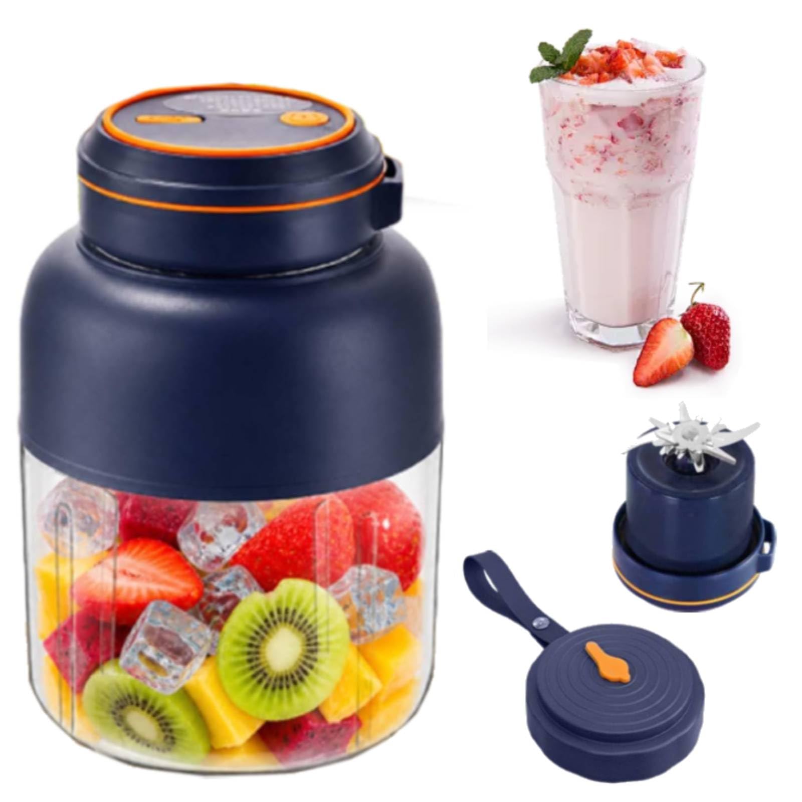 2026 New Portable Wireless Juicer Cup, 38 Blades Large Capacity Portable Blender, Freshly Juiced in 40s, USB Rechargeable with Dual Lid Multifunctional Bottle for Juices, Milkshake, Smoothie (Blue)