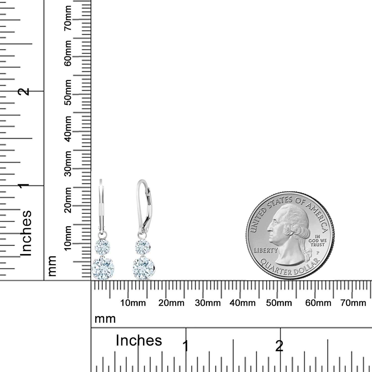 Gem Stone King 925 Sterling Silver Sky Blue Aquamarine Drop Dangle Earrings For Women (1.94 Cttw, Gemstone March Birthstone, Round 6MM and 4MM)