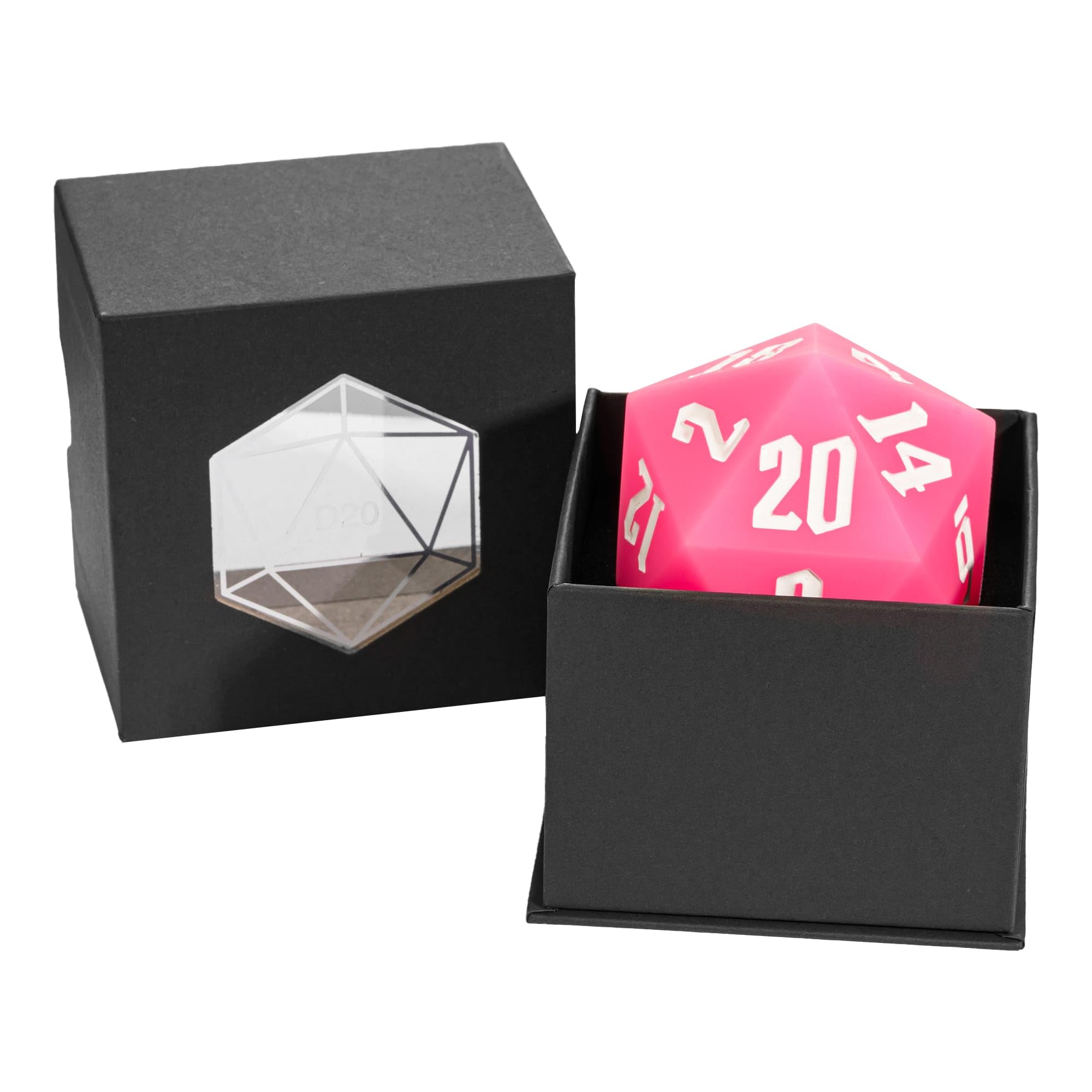 Dados DND de silicona D20 de 55 mm, brillan en la oscuridad, grandes D20 de 20 caras, dados poliédricos gigantes D20 con caja de regalo de dados para Dungeons and Dragons RPG, bar, pub, club,
