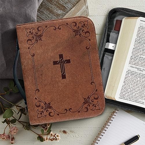 Leather Bible Covers for Women Large Size XL Flowers Study Bible Case Carrying Organizer Church Bag Tote with Handle3