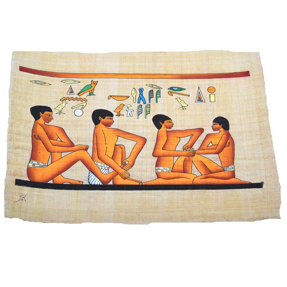 Papiro Egitto originale della riflessologia Podale in antico Egitto, fatto e dipinto a mano, 33 x 43 cm