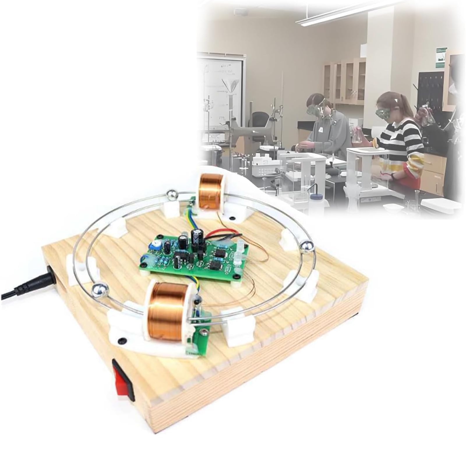 Kit De Acelerador Electromagnético para Armar, Modelo De Movimiento Circular con Bola De Hierro De Doble Bobina, Herramienta De Experimento De Física De Inducción Magnética para Educación