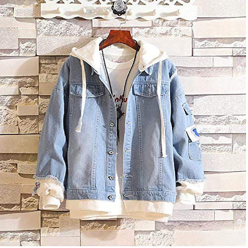 Lapus Cat Denim Hoodie False Two Pieces Denim Jacket Coats Button Down Hoodie Sweatshirts for Women Men2