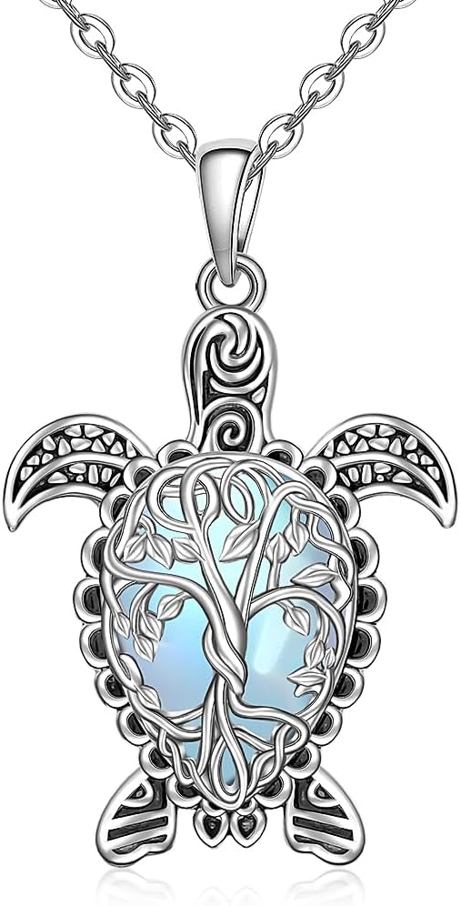 Fenthring Sea Turtle Necklace Tree of Life Turtle Necklace for Women Sterling Silver Pendant Jewelry Birthday Mothers Day Gifts