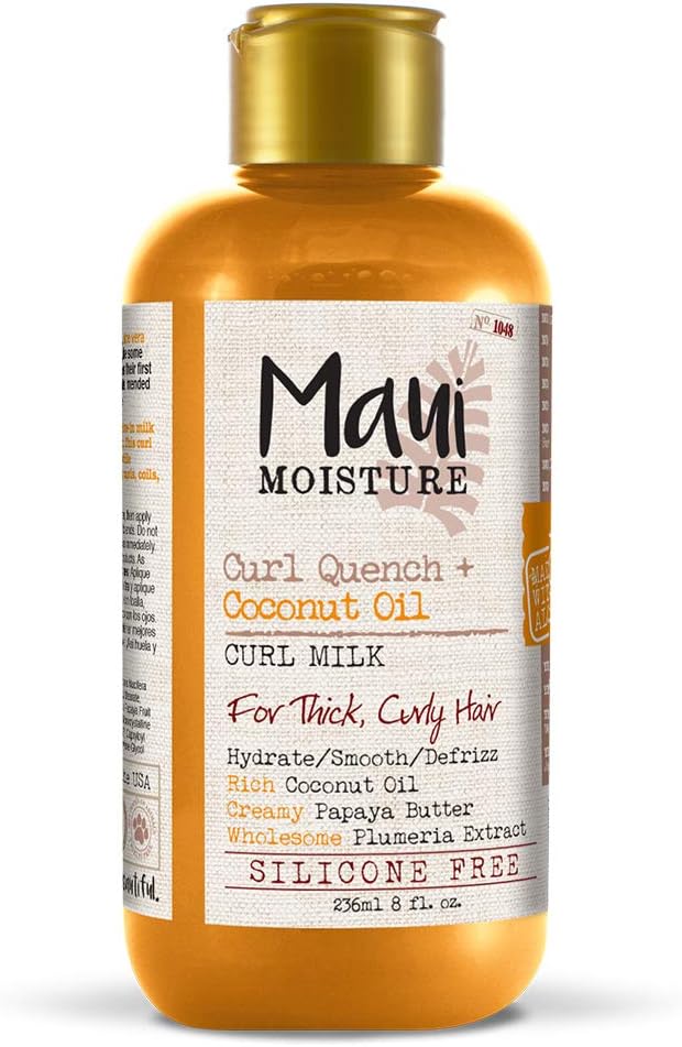 Curl Quench + Coconut Oil Anti-Frizz Curl-Defining Hair Milk to Hydrate and Detangle Tight Curly Hair, Softening Leave-In Treatment, Vegan, Silicone & Paraben-Free, 8 fl oz