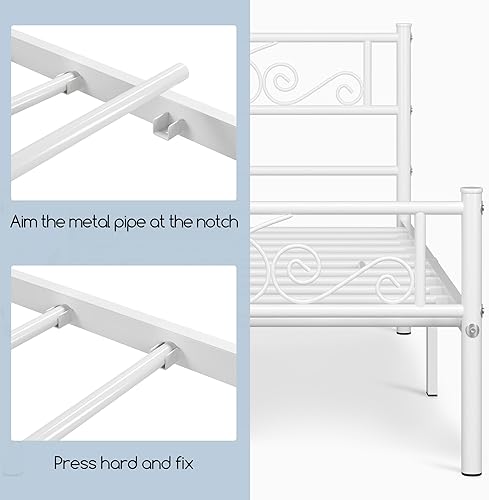 Miniatura 50 de Topeakmart Base de cama clásica de metal de 13 pulgadas con cabecero, base de colchón, plataforma de cama, base de cama con listones, tamaño Negro