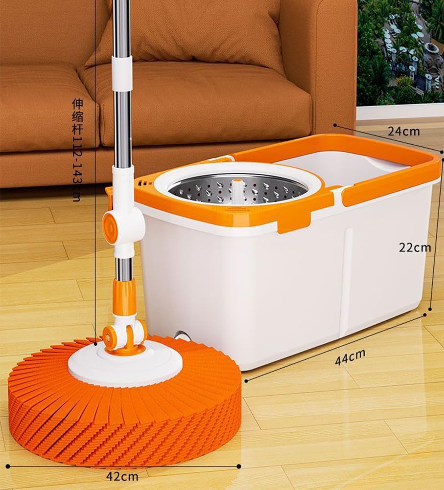 Juego de cubeta y trapeador giratorio: trapeador para piso con manos | Sistema de limpieza súper absorbente de una sola pasada para pisos de madera dura, baldosas, laminados y pesados