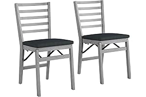 COSCO Contoured Back Wood Folding Chair, 2-Pack, Gray Wash - Durable Folding...