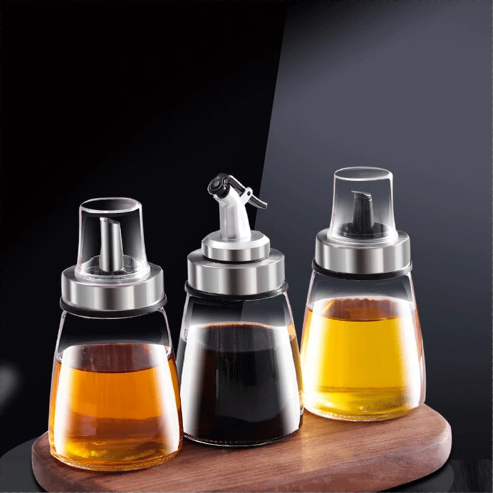 KRILLIQ Lata de Aceite Vinagrera de Aceite de Vidrio, Botella de Aceite y vinagrera, Botella de Aceite Comestible, Botellas de condimentos líquidos para Restaurante de Barbacoa para condimento