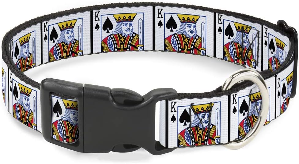 Buckle-Down Plastic Clip Collar - King of Spades - 1.5" Wide - Fits 16-23" Neck - Medium