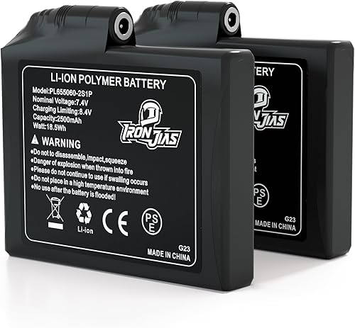 IRON JIA'S Baterías de guante calentadas, baterías recargables de iones de litio de 7.4 V 2500 mAh con cargador (paquete de 2)