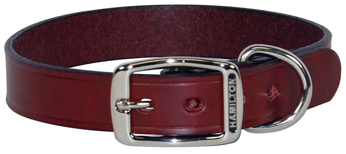 Hamilton 1" x 22" Creased Burgundy Leather Dog Collar