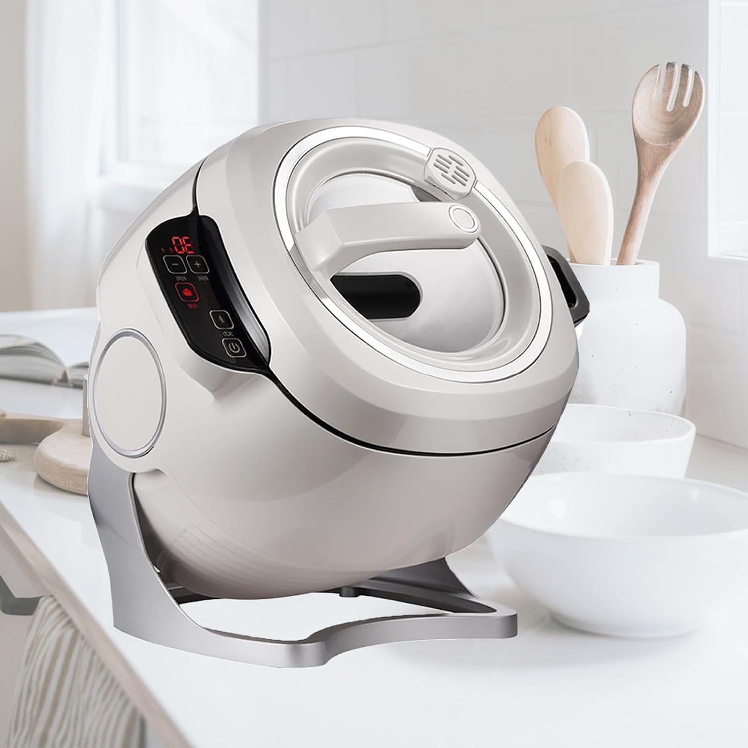 Commercial Automatic Cooker, Automatic 360° Stir Fry Cooker, 6L Cooking Machine, Auto Cooking Wok Fried Machine