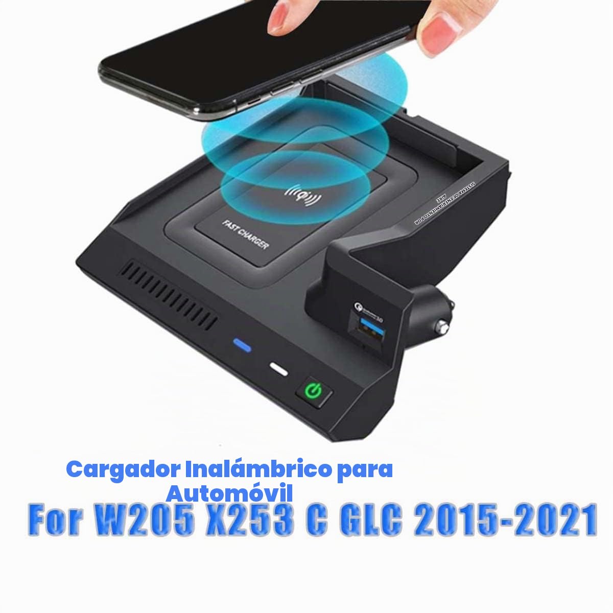 Cargador InaláMbrico para Coche Cargador de TeléFono Almohadilla de Carga para W205 C Class C43 C63 X253 GLC Class