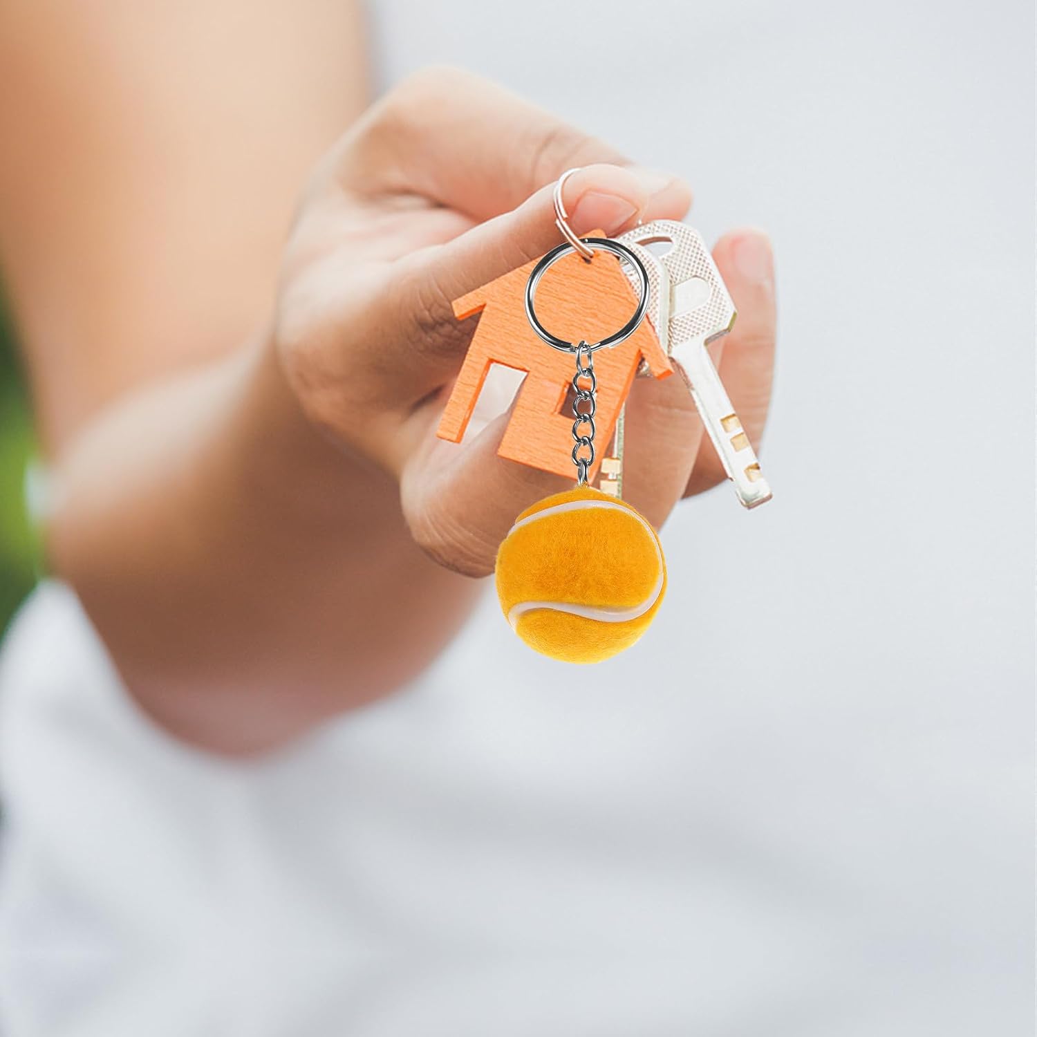 Metal Keychain Pendant 12pcs Simulation Tennis Shape image 5