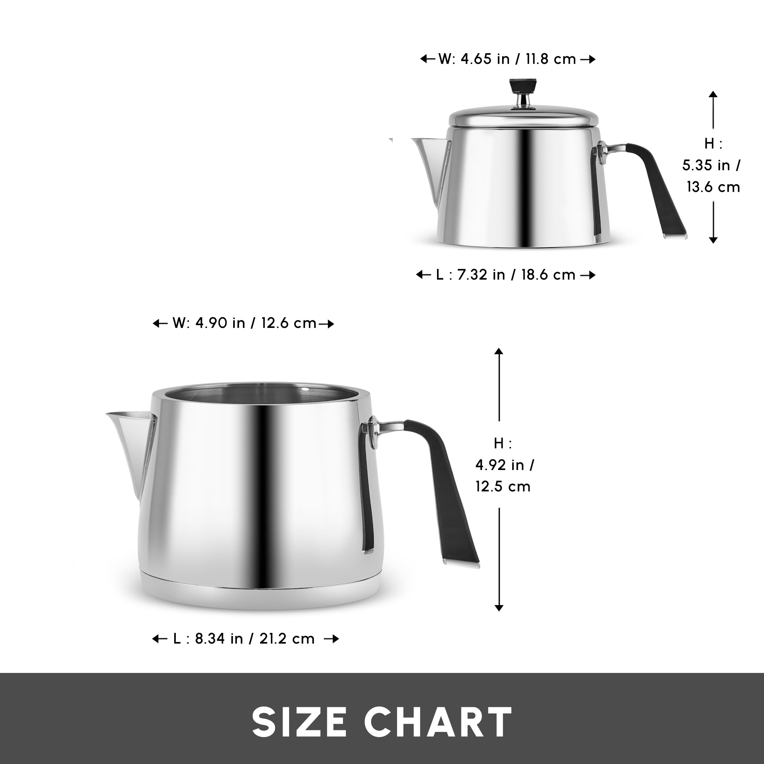 Karaca Fiona Schwarzes Türkisches Teekannen-Set, Induktionsgeeignet, 1L Teekanne & 2L Teekessel aus Edelstahl, Spülmaschinenfest, Türkische Teekanne, Teekocher, Tea Maker, Caydanlik, Demlik
