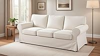 Vista 2 de Sofa Covers Custom Made Compatible for IKEA Ektorp 3 Three Seat Sofa Slipcovers (Polyester Beige, Ektorp Sofa)