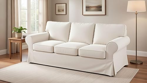 Miniatura 2 de Sofa Covers Custom Made Compatible for IKEA Ektorp 3 Three Seat Sofa Slipcovers (Polyester Beige, Ektorp Sofa)
