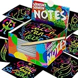 PURPLE LADYBUG Rainbow Holographic Scratch Art Paper Mini Notes - Unique Gifts for Teens, Kids, & Wo