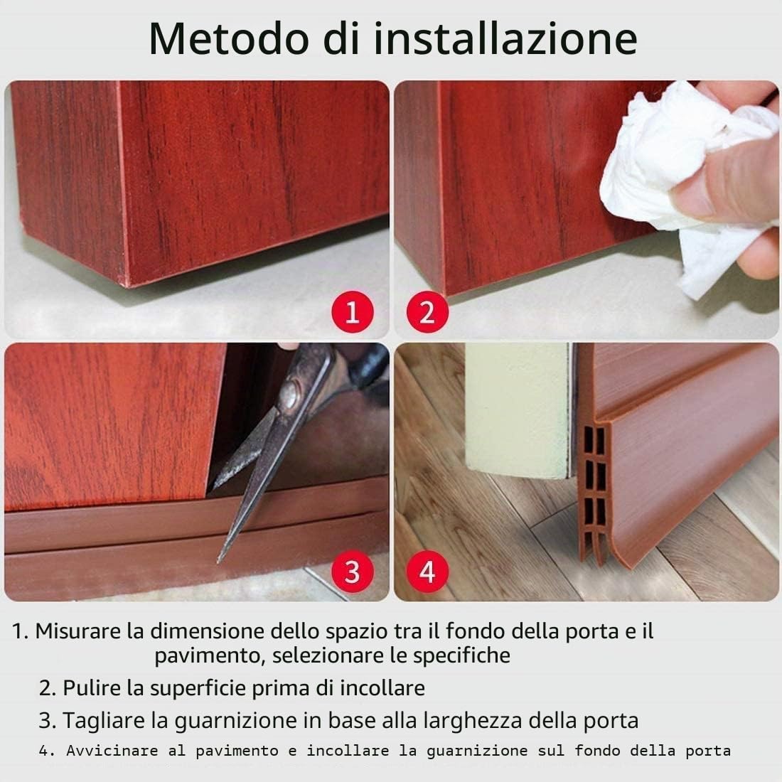 HEQUN Guarnizione Autoadesiva per Porta Esterna, Evita Aria Fredda/Rumore/Polvere/Woodlice (500 x 5cm, Marrone)