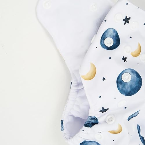 Miniatura 4 de HappyFlute 9 juegos de pañales de tela para recién nacido, ajustables y reutilizables para bebés niños y niñas (6-33 libras, 0-3 años), una bolsa