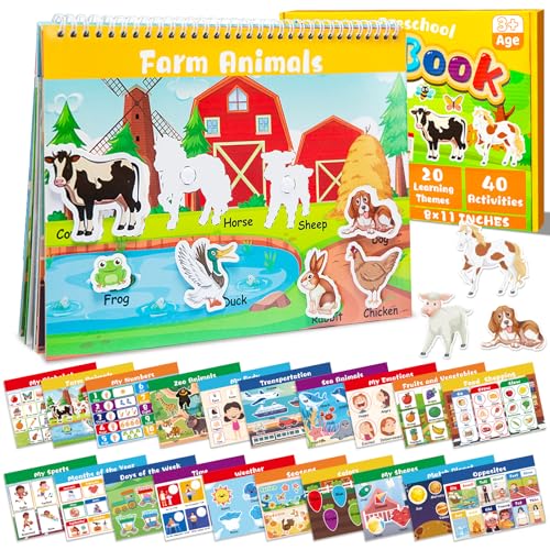 EggSun Montessori Busy Book for Toddlers Ages 1-3, My Preschool Learning Activities Book, Montessori Educational Toy for Kids 3 Years Old Homeschool Birthday Christmas Travel Gifts