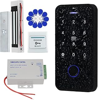 Bluetooth Tuya Access Control System Kit Waterproof RFID Keypad Fingerprint Biometrics + 180KG Electric Magnetic Lock + 10pcs 13.56Mz Keyfobs