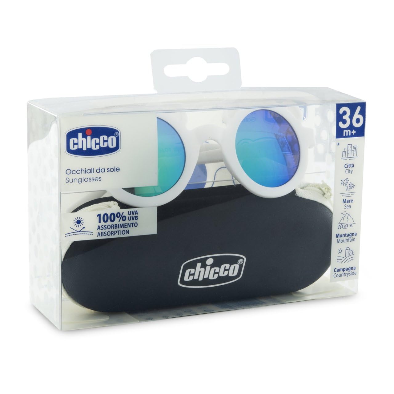 Chicco | Gafas de sol 36M+ - Color blanco - Protección completa contra los UVA/UVB - Lentes antiarañazos