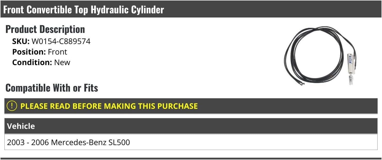 Marketplace Auto Parts Front Convertible Top Hydraulic Cylinder - Compatible with 2003-2006 Mercedes-Benz SL500