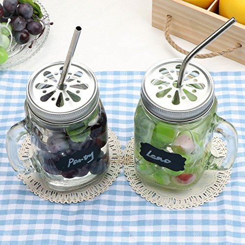 Image of Expresso Stainless Steel BPA-Free Reusable Drinking Straws with 4 Straight, 4 Bent and 2 Cleaning Brushes (Silver)